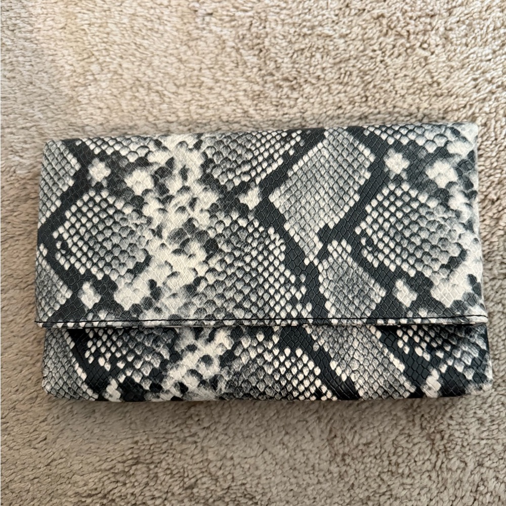 Kelly & Katie Monochrome Snakeskin Clutch